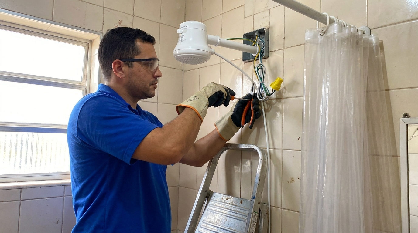 Instalacao de chuveiro eletrico residencial em Londrina‑PR